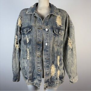 Forever 21 Distressed Blue Jean Jacket